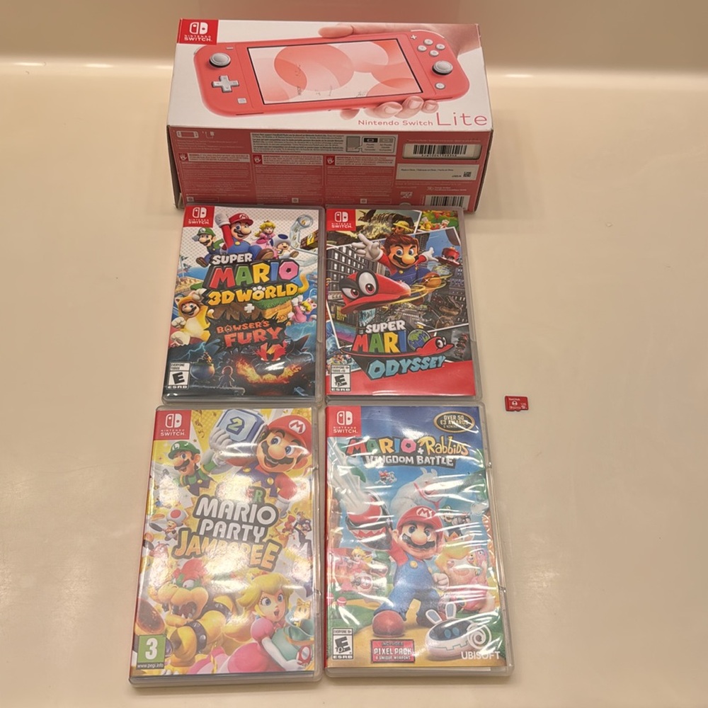 Nintendo Switch Lite in Box Mario Micro SD Card Bundle - Picture 6 of 16